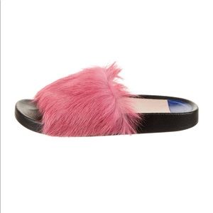 stuart weitzman fur sandals slides
